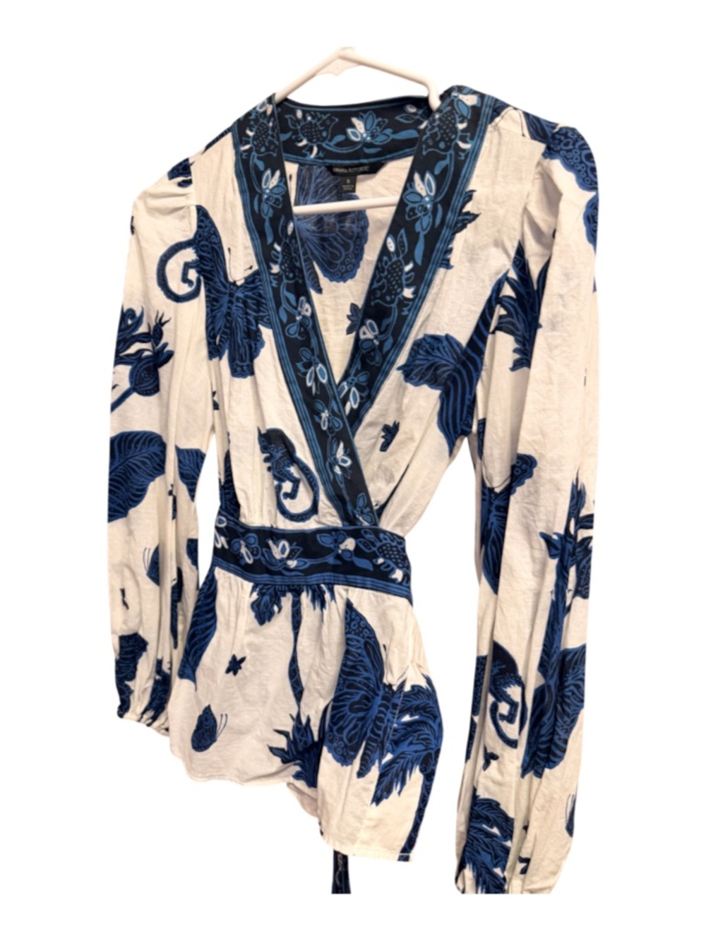 Banana Republic Blue Floral Wrap Blouse